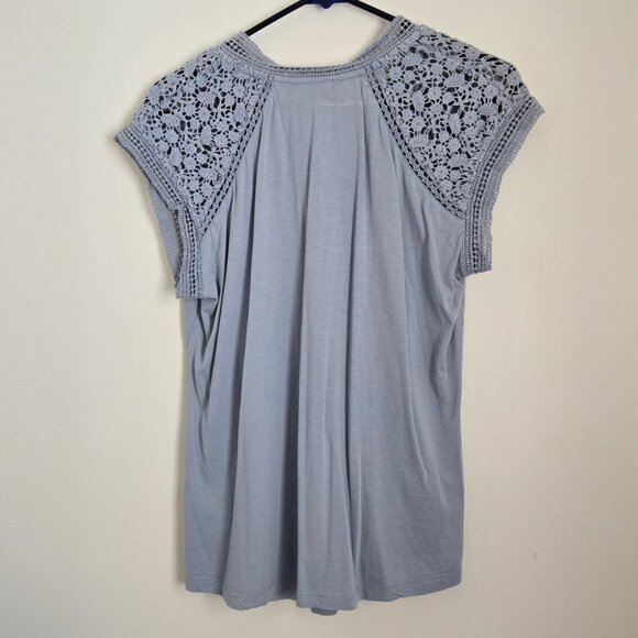 RALPH LAUREN Slub Jersey Flutter-Sleeve Top, Dust Blue, Size L - Picture 4 of 5